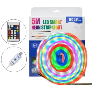 Cinta Neón LED RGB Bluetooth 5 Metros con Control Remoto