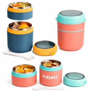 Porta Comida Térmico de Acero Inoxidable con 2 Divisiones para Niños