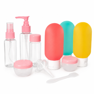 Kit de envases recargables para viaje x10 de silicona y plástico