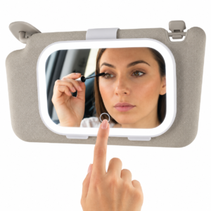 Espejo para maquillaje LED recargable para automóvil